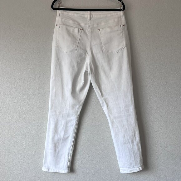 A Loves A Boyfriend Jeans Ecru White Size 30 High Rise Straight Leg Distressed - Picture 3 of 7
